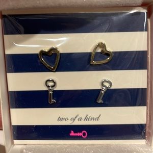 KEEP Collective Earrings. Gold heart pair & silver key pair.